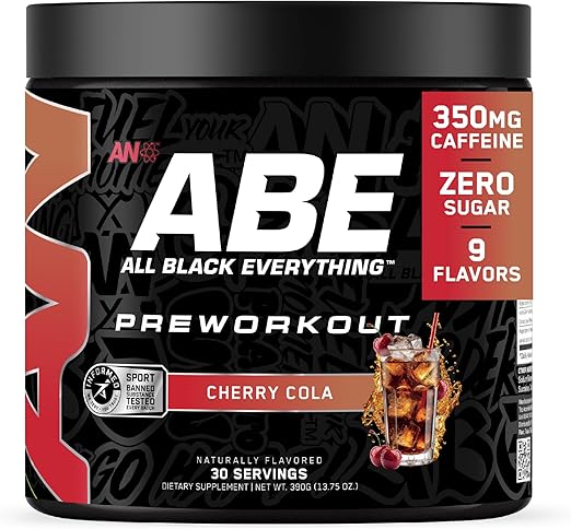 All Black Everything Pre-Workout Powder for Men &amp;amp; Women | Preworkout Energy Drink Mix | 350 mg Caffeine, Beta-Alanine, Citrulline | Natural Sports Nutrition Supplement | Cherry Cola| 30 Servings   
